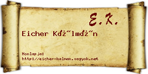 Eicher Kálmán névjegykártya